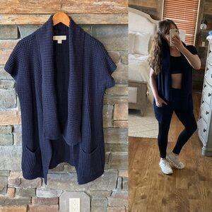 MICHAEL Michael Kors Navy Open Short Sleeve Knit Cardigan